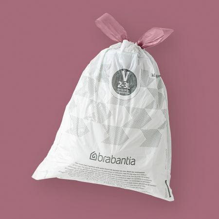 Brabantia Kehrichtsack PerfectFit V – 3 l, mit Zugband, PE, weiss, 235 × 290 mm, 20 Stk