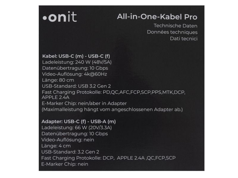 ONIT USB-Kabel, USB-C zu Lightning, 0,9 m, USB 2.0, Lade-/Datenkabel