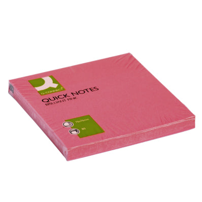 Q-Connect Haftnotizen – 76×76 mm – Neonpink, 6×80 Blatt, recyclingfähig