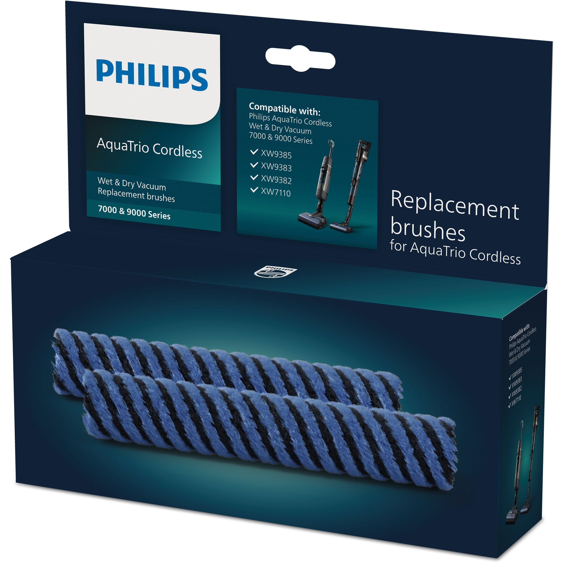 Philips Walzenbürsten-Set XV1793/01 – 2 Aufsätze, für XW7110, XW9382, XW9383 und andere, Blau