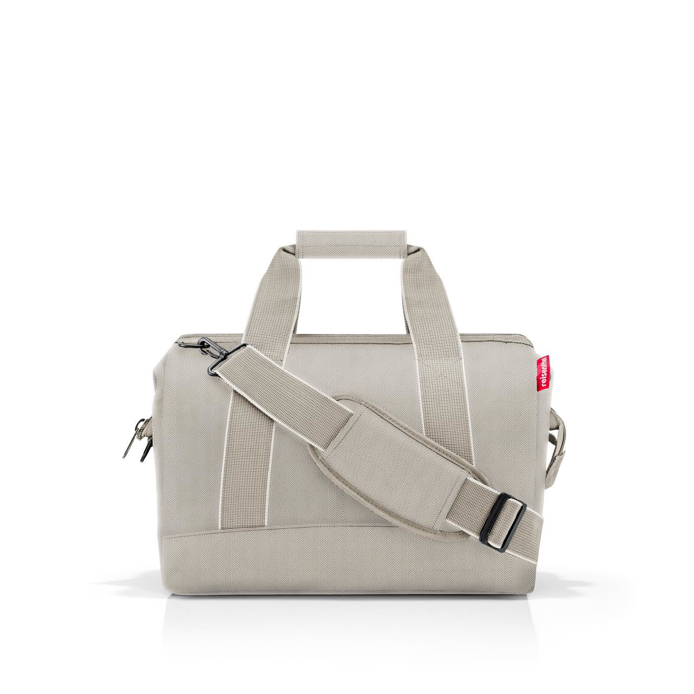 Reisenthel Umhängetasche Allrounder M – 18 l, Polyester, Herringbone Sand, 40 × 33,5 × 24 cm