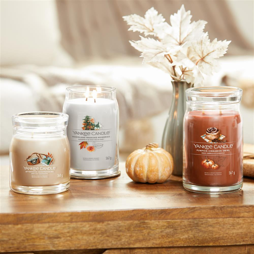 Yankee Candle Duftkerze Pumpkin Cinnamon Swirl, braun, Glas, Ø 9,9 cm, 15 cm, parfümiert, 1 Stück