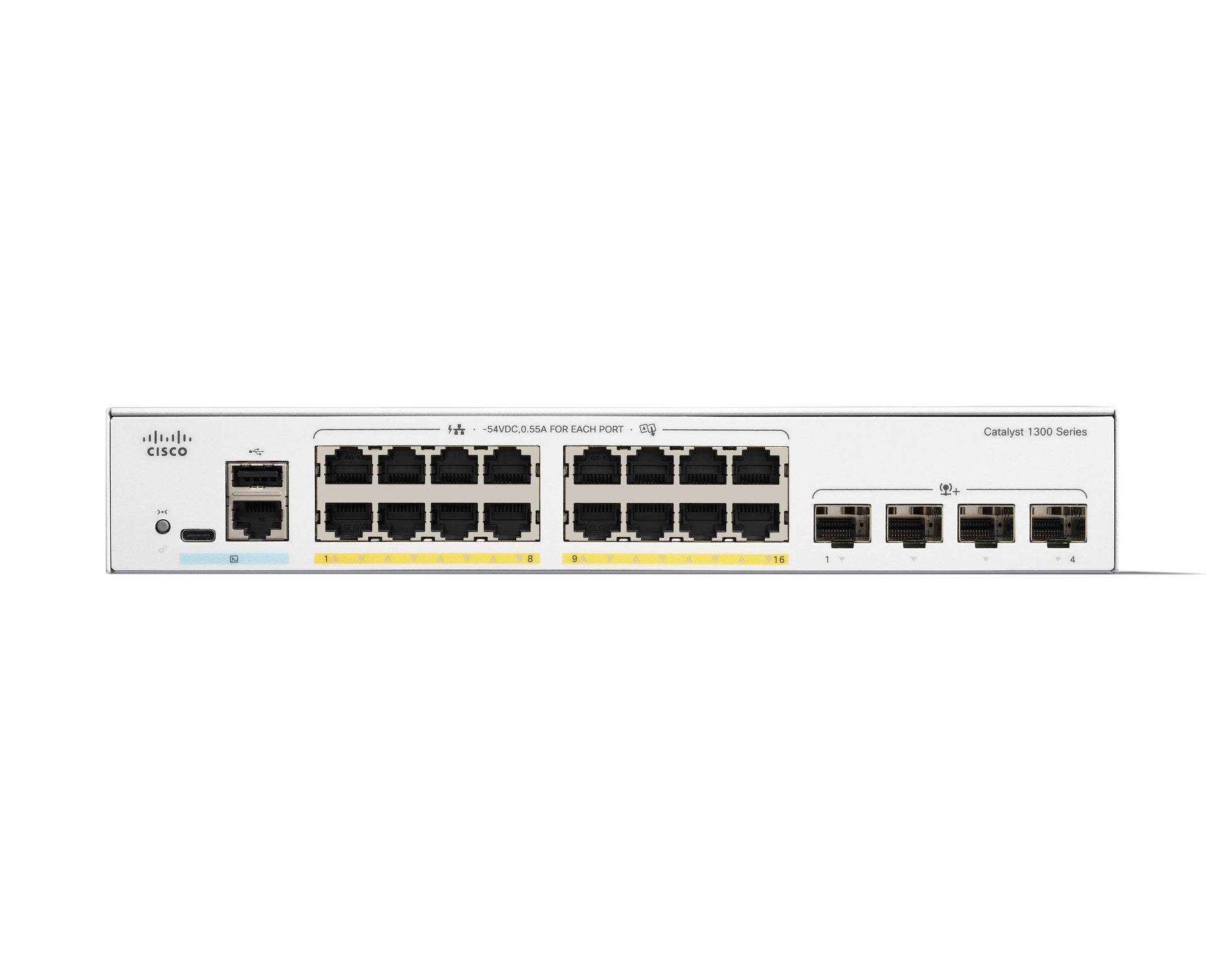 Cisco C1300-16P-4X – Managed Switch – 16×GbE, 4×10G SFP+, L2+/L3, PoE