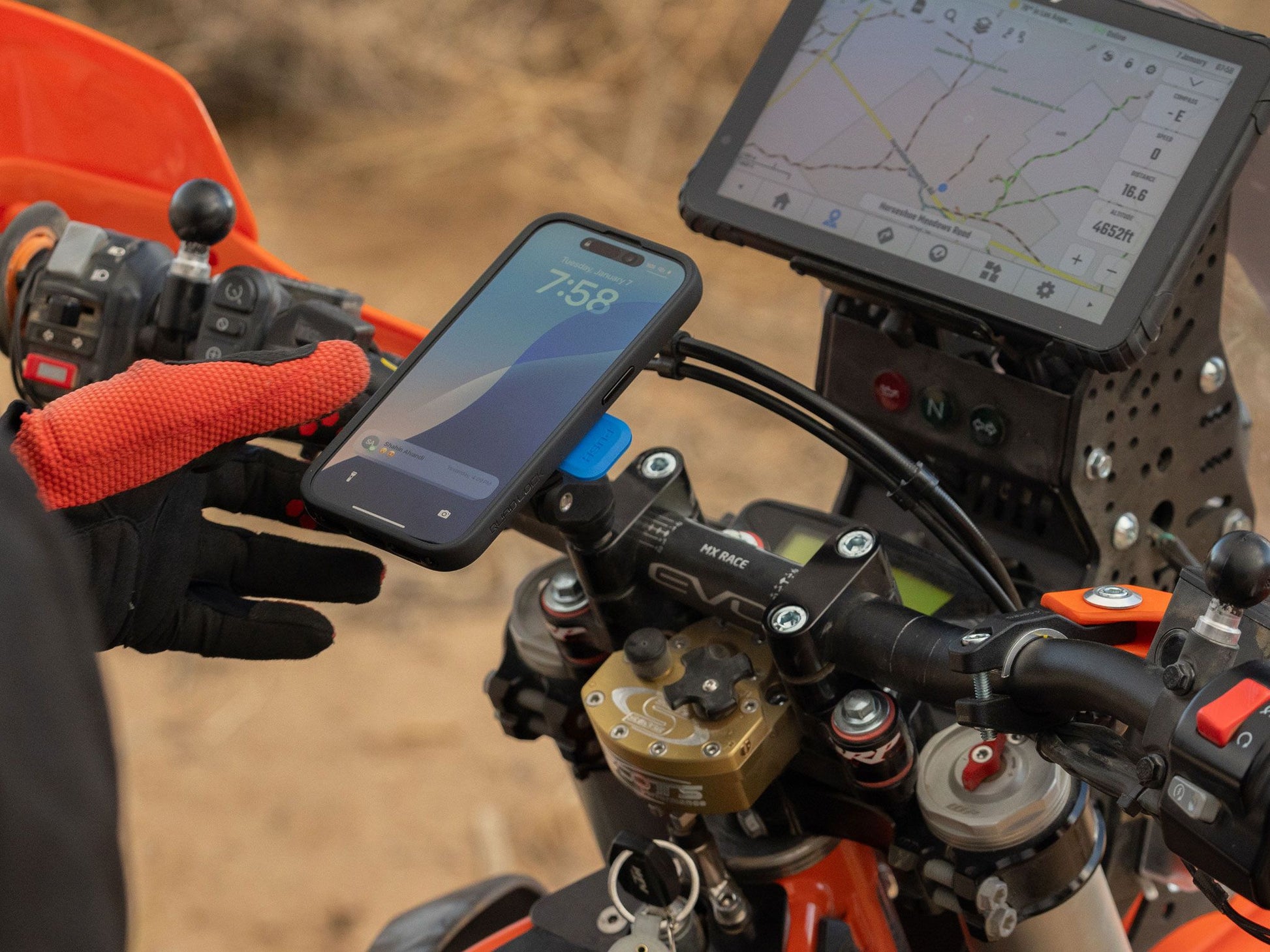 Quad Lock Motorrad-Lenkerklemme, Klemmhalterung – für Quad Lock Cases – Schwarz, Nylon/Stahl