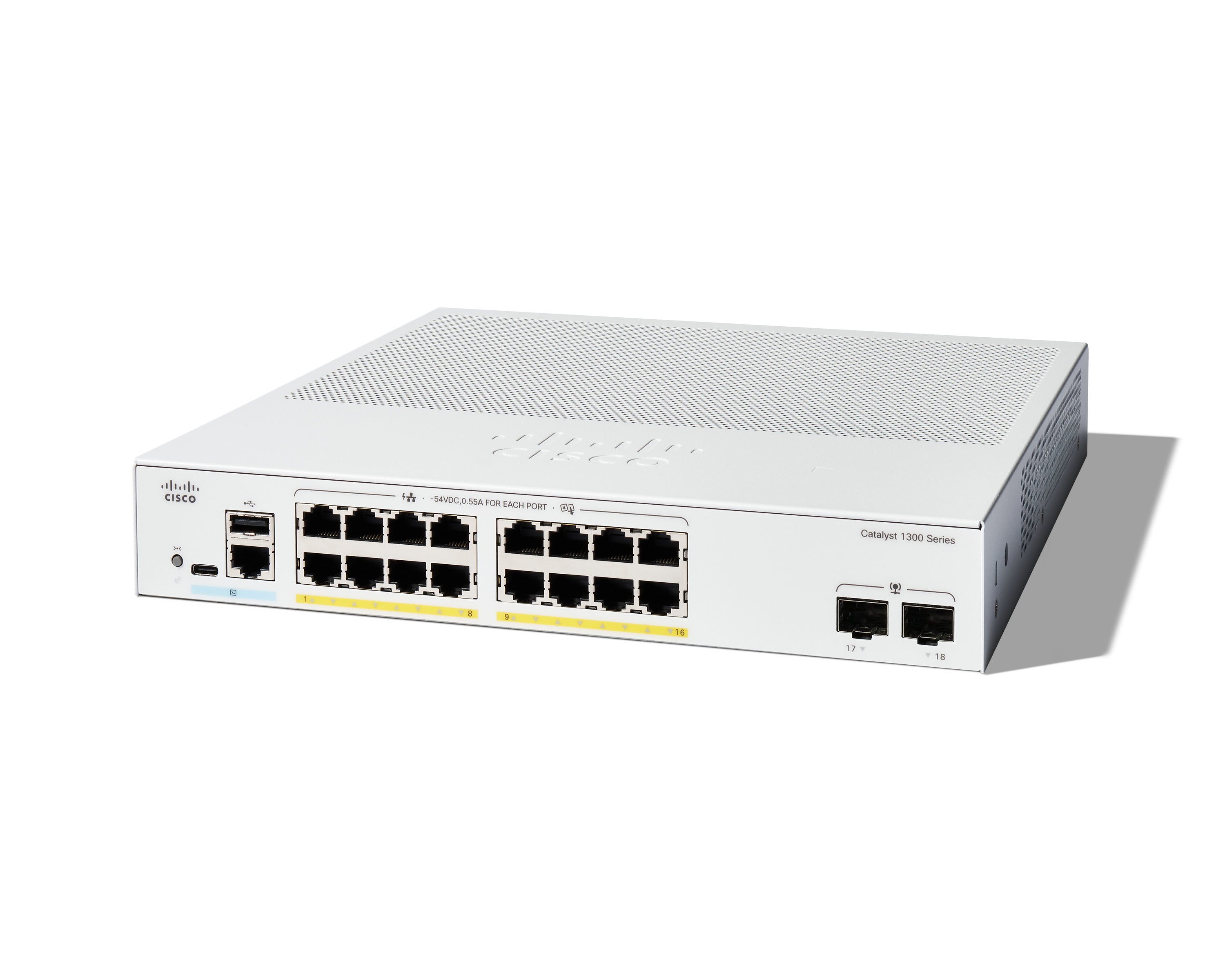 Cisco Catalyst 1300-16P-2G – Managed Switch – 16×GbE, 2×SFP, L2/L3, PoE