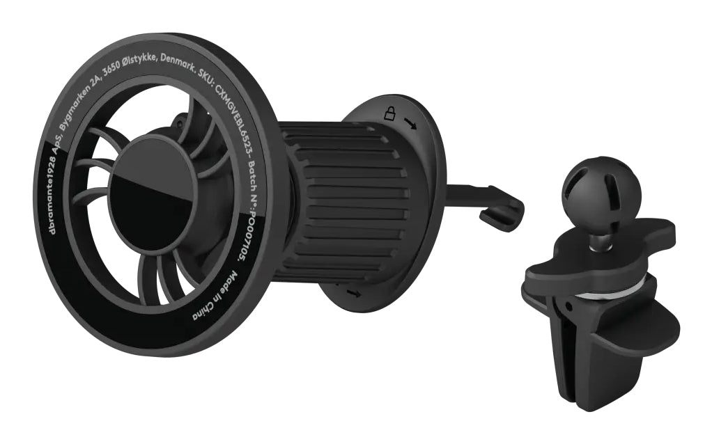dbramante1928 Auto-Magnethalter, Lüftung, 360° drehbar – für iPhone 12–17 – Schwarz, Kunststoff