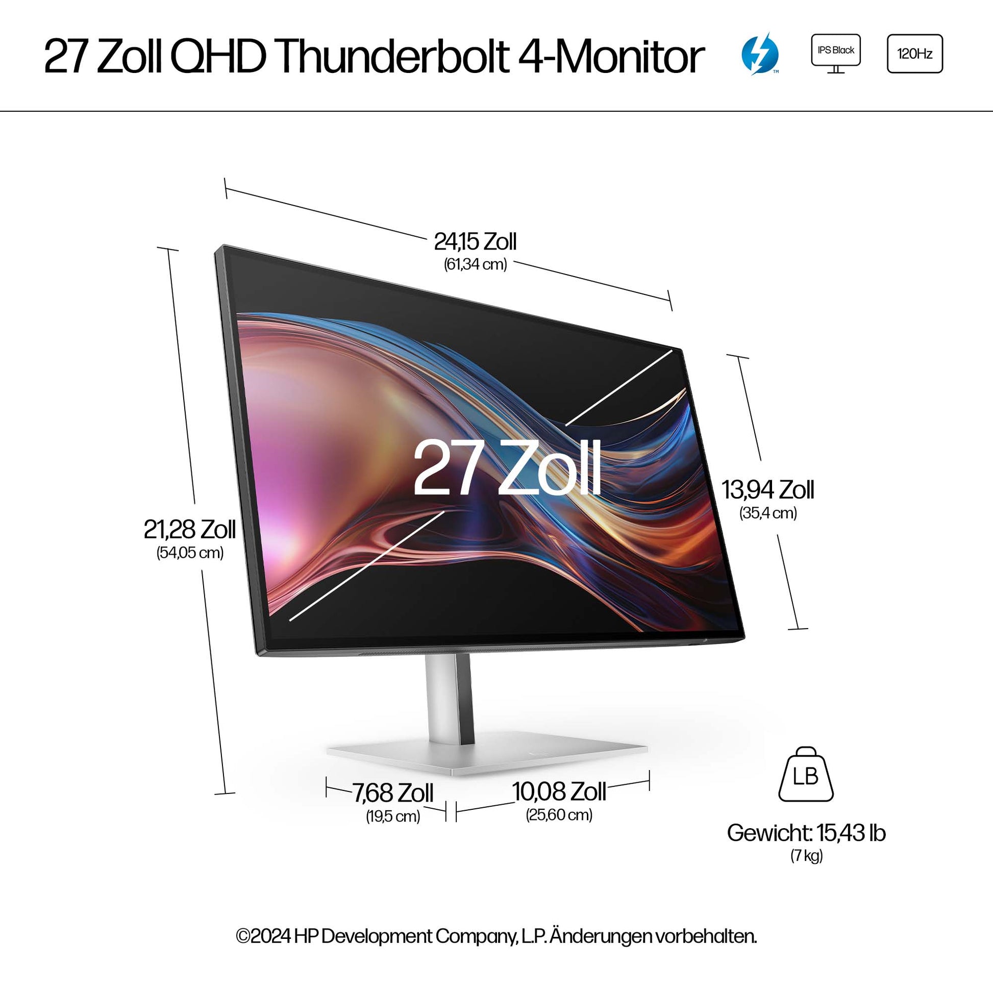 HP Series 7 Pro 727pu – Monitor, 27", 2560 × 1440 (WQHD), Thunderbolt 4