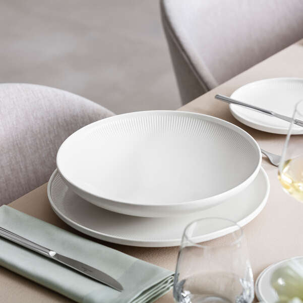 Villeroy & Boch Afina Suppenteller – 0,75 l, Porzellan, Weiss, Mikrowellengeeignet, Spülmaschinenbeständig