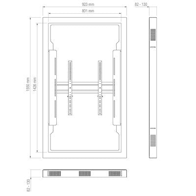 Hagor Display-Gehäuse – Hochformat, VESA 600×600 mm – für 65" Fernseher – Schwarz