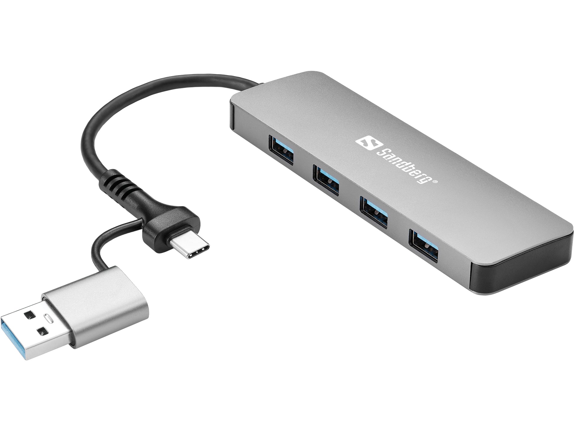 Sandberg USB-Hub – USB-C/USB-A, 4× USB-A, für Windows/Mac