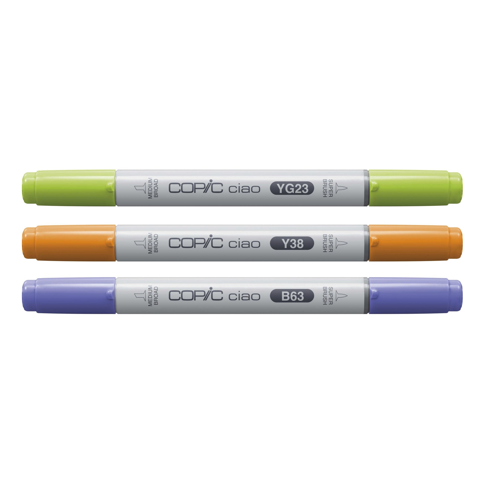 Copic Ciao Pinselstift, Doppelspitze, Botanic Palette – Pinselspitze + Keilspitze, alkoholbasiert, 3er Set
