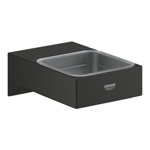 GROHE Seifenhalter Selection Cube – Metall, Wandmontiert, zum Schrauben, 10,8×4 cm, Schwarz