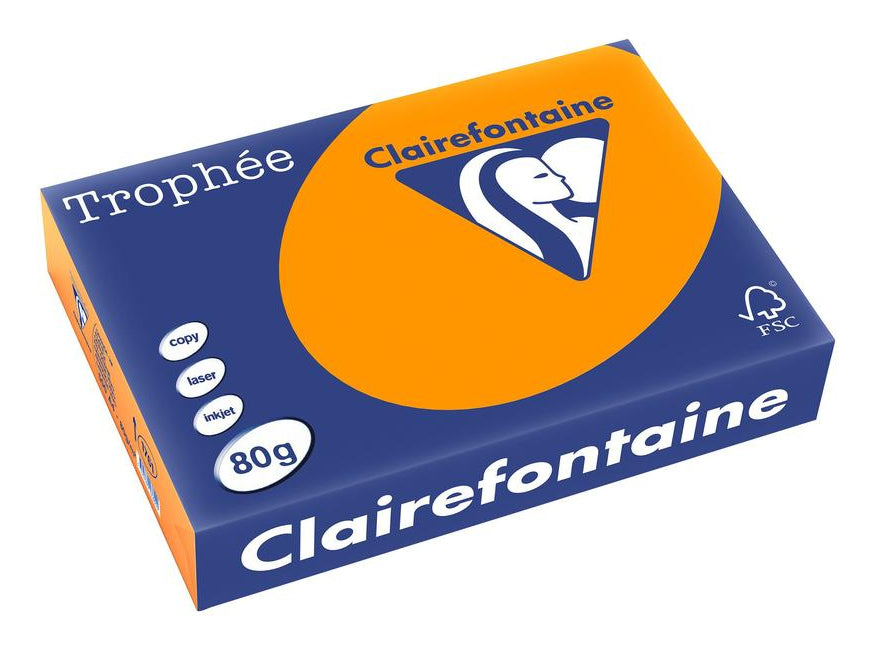 Clairefontaine Kopierpapier – A4, 80 g/m², Orange – für Inkjet/Laser/Kopierer – FSC, EU Ecolabel – 500 Blatt