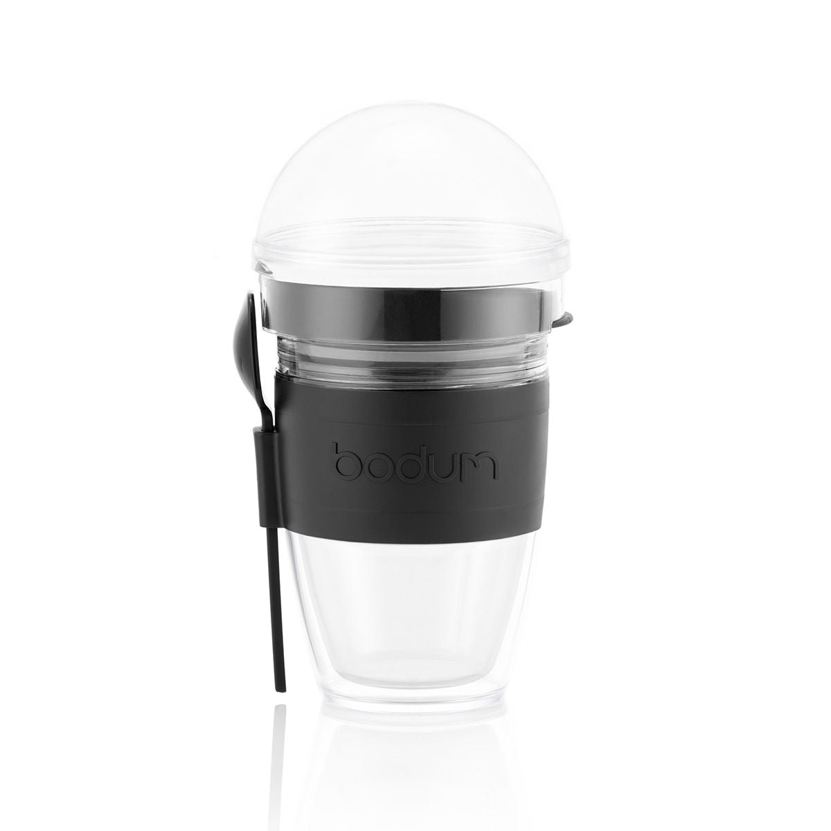 Bodum Becher 250 ml, Ø 9,9 × 18,3 cm, Kunststoff/Silikon, mit Deckel, Schwarz
