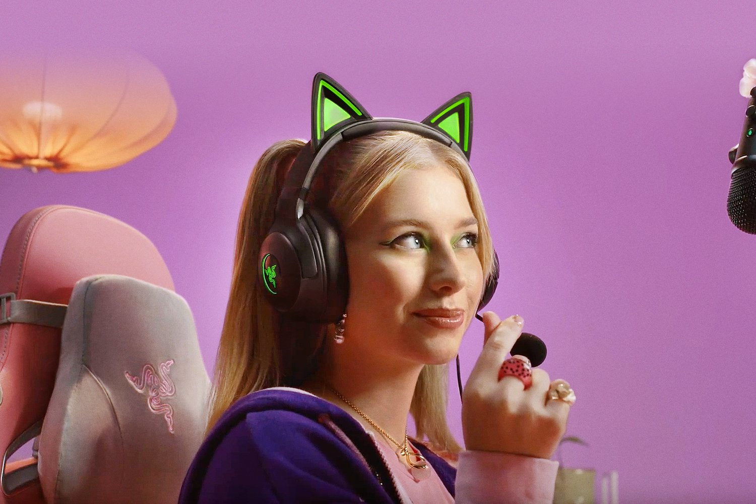 Razer Kraken Kitty V2 – Gaming-Over-Ear-Headset – USB-A, Virtueller 7.1-Surround, Abnehmbares Mikrofon – Schwarz