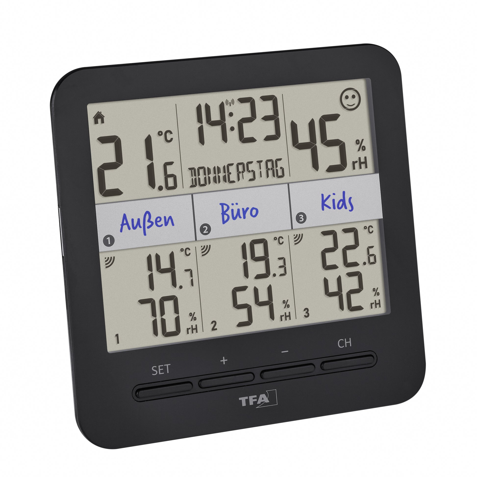 TFA-Dostmann KLIMA@HOME 2 Thermo-Hygrometer (Handgerät) – Kabellos, 0–50 °C, 10–99 %