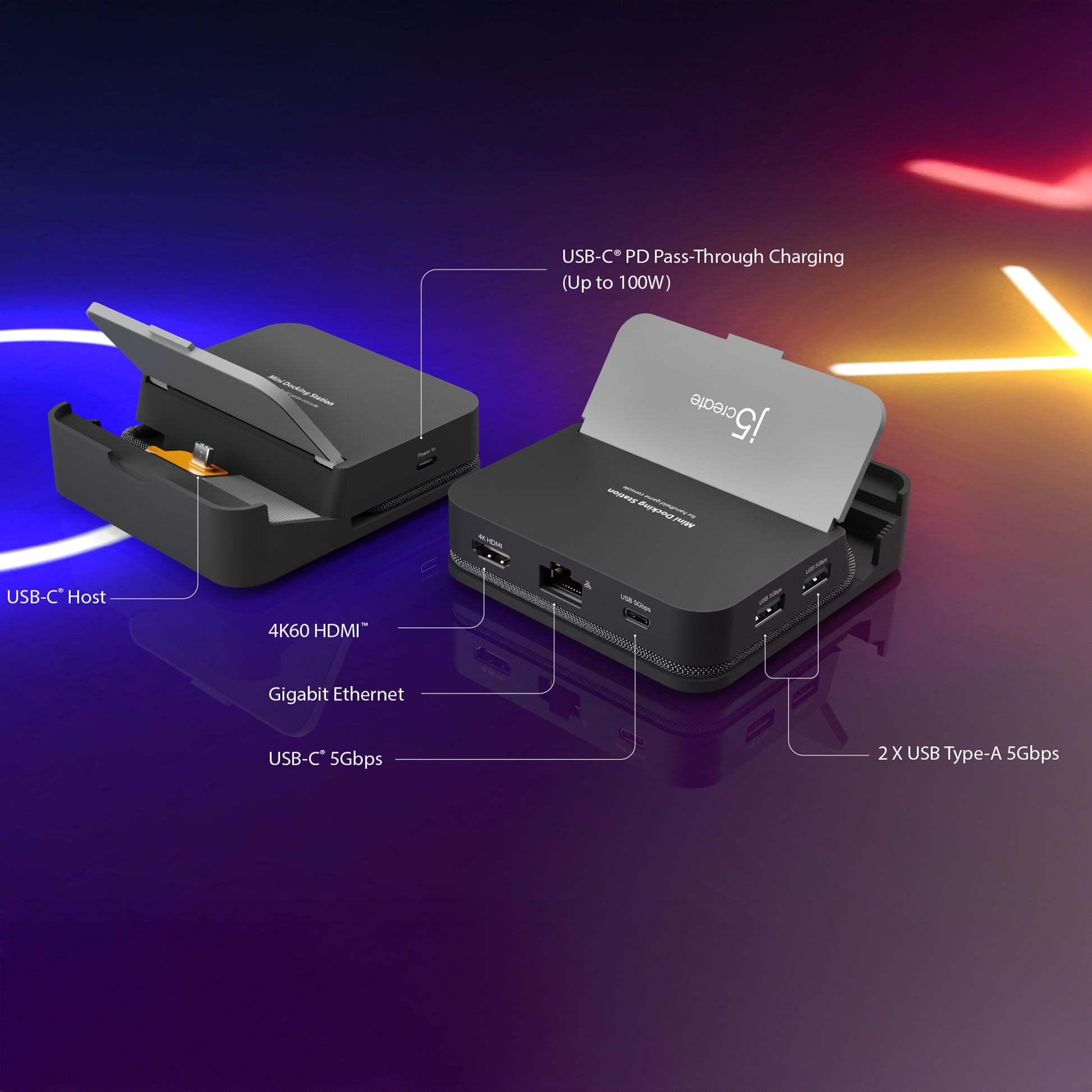 j5create USB-C Dockingstation – für Nintendo Switch 2, Steam Deck
