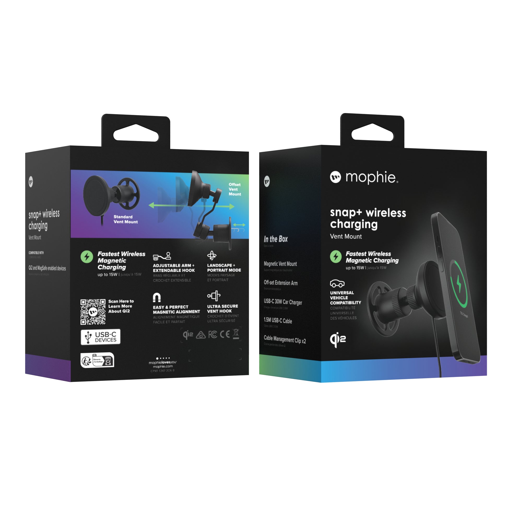 mophie Ventmount Snap+ Ladegerät (Qi2) – 15 W – für Qi2- und MagSafe-kompatible Smartphones