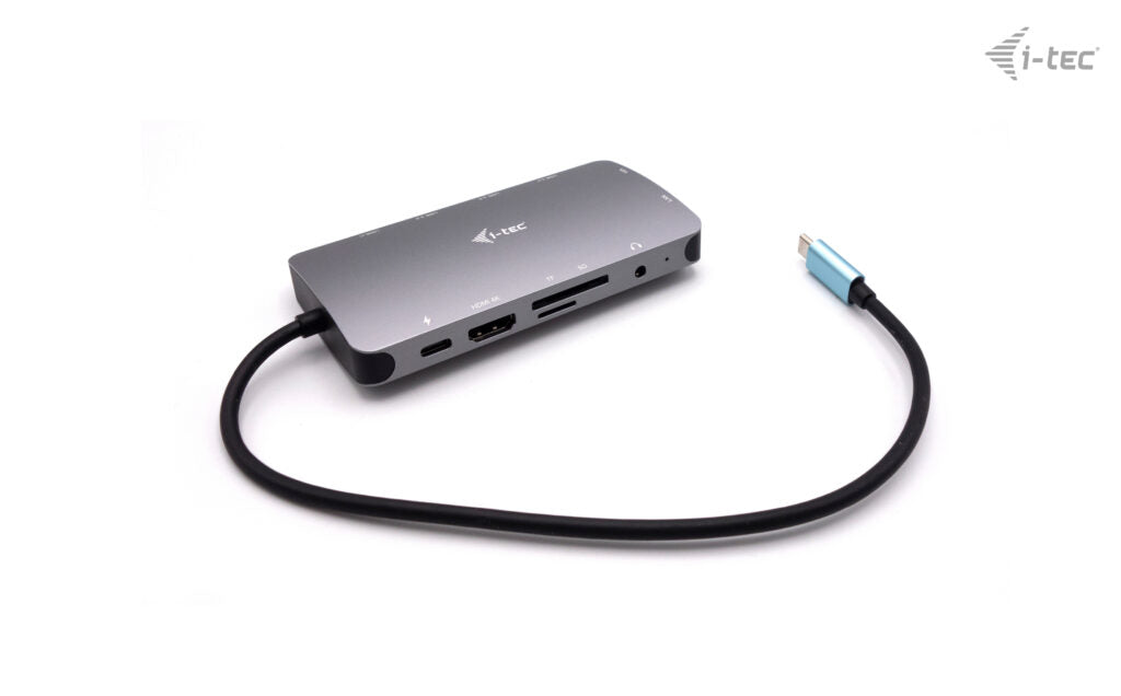 i-tec Multiport-Adapter – USB-C, 1× HDMI, 1× VGA, 3× USB-A, 2× USB-C, 100 W PD, GbE, für Windows/Mac/Linux