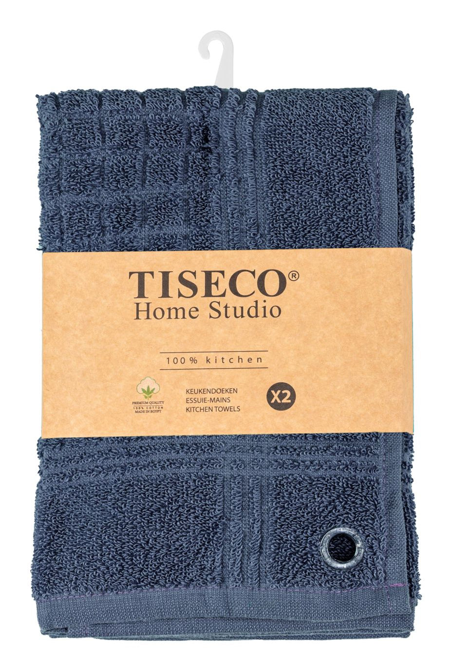 Tiseco Geschirrtücher 2er-Set, 50 × 50 cm, Baumwolle, Dunkelblau