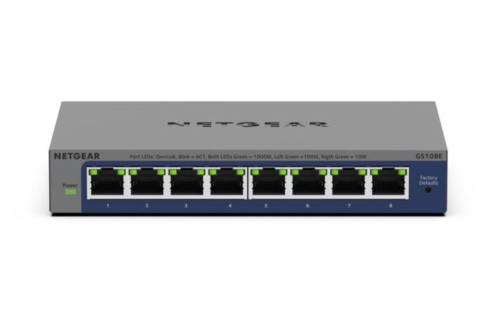 NETGEAR GS108Ev4 – Unmanaged L2/L3 Switch – 8× 1G