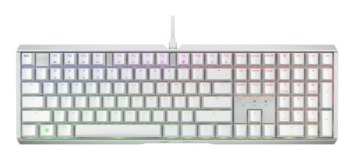 CHERRY XTRFY MX 3.1 – Tastatur – QWERTY (EN) – USB (kabelgebunden), 100%, Mechanisch (MX2A Red), RGB, Weiss