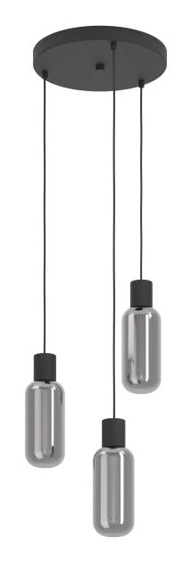 EGLO Pendelleuchte MAIONE – Ø 30 cm, 12 W, nicht dimmbar, E27 (3×), exkl. Leuchtmittel, schwarz