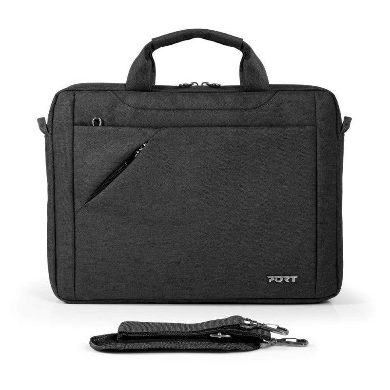 Port Designs Notebook-Tasche für Laptops bis 15,6" – Gepolstertes Laptopfach, Trolley-Haltegurt – Schwarz