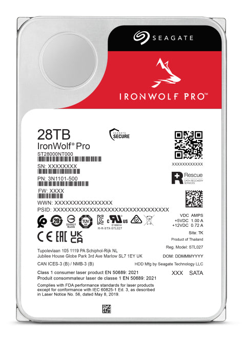Seagate IronWolf Pro Speichergerät – 28 TB, SATA 6 Gb/s, 3,5" 7200 U/min