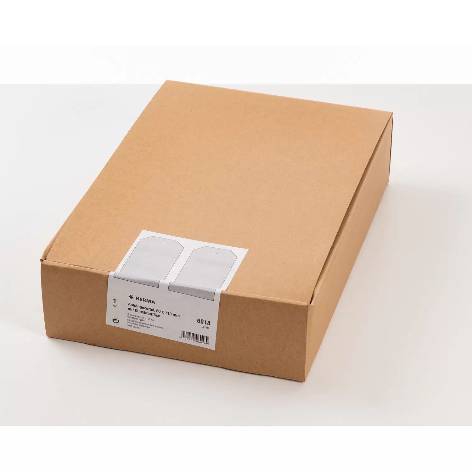 HERMA Anhängeetiketten – rechteckig 60 × 113 mm, Karton, beige, mit Kunststofföse, 100 Stk.