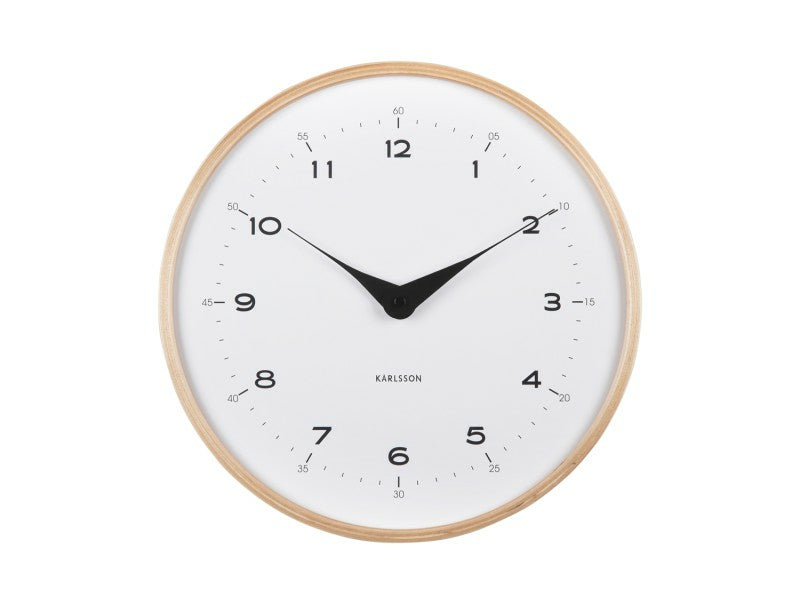 Karlsson Osado Dome Wanduhr – Analog, Lautlos, Ø 30 cm, Weiss, Holz