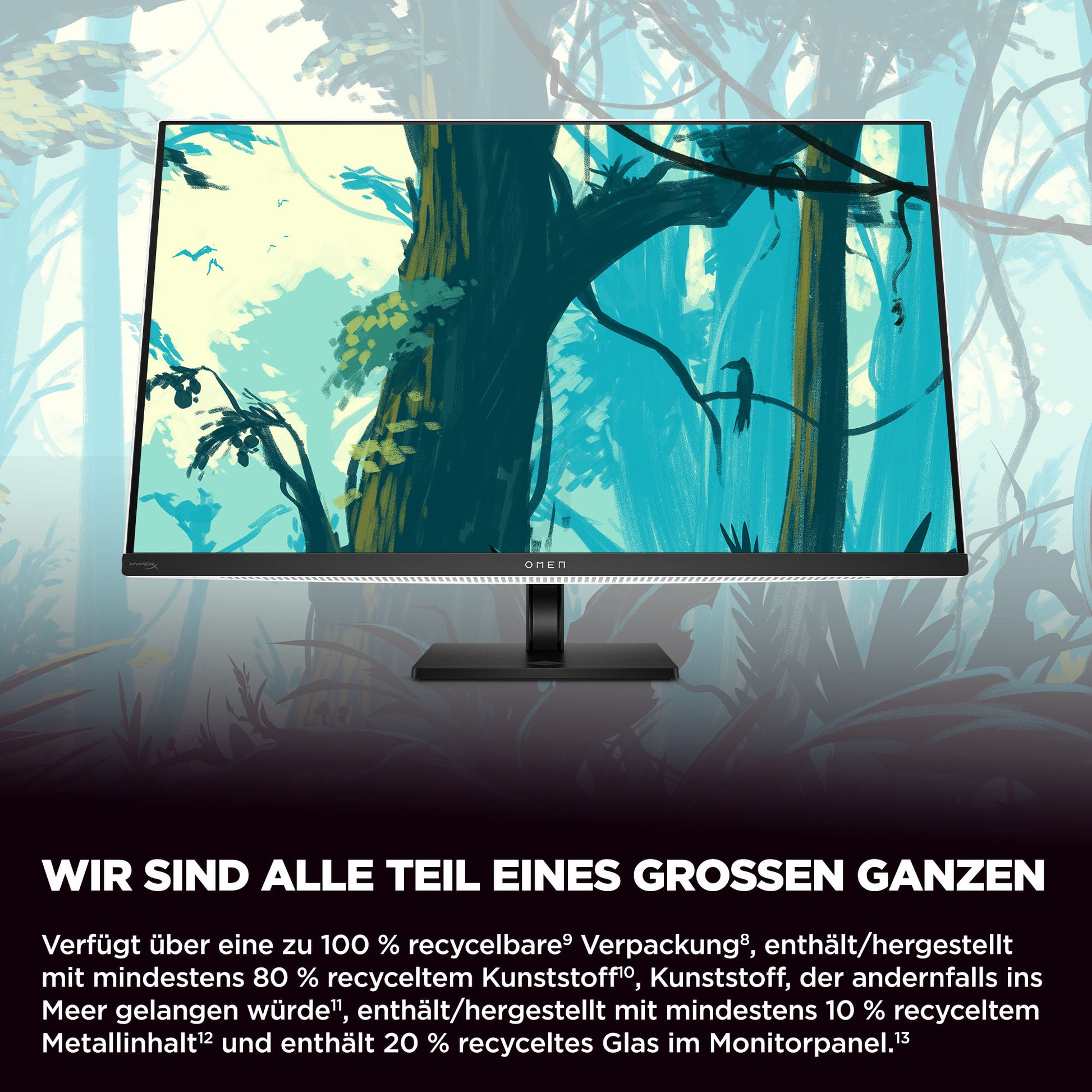 HP OMEN Transcend 32 – Monitor, 31,5", OLED, 240 Hz, 250 cd/m², KVM, USB-C, VESA 100 × 100, Weiss