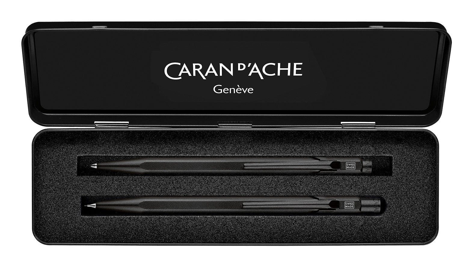 Caran d-Ache Caran d'Ache Premium Black Code Schreibset – Kugelschreiber & Druckbleistift, 0,7 mm – Schwarz – 2-teilig