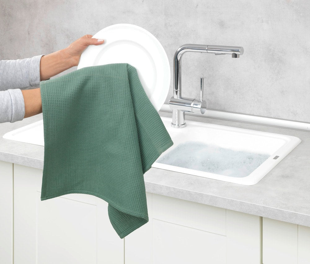 Wenko Geschirrtücher Tito – Grün – 45 × 65 cm – Baumwolle – 2er-Set