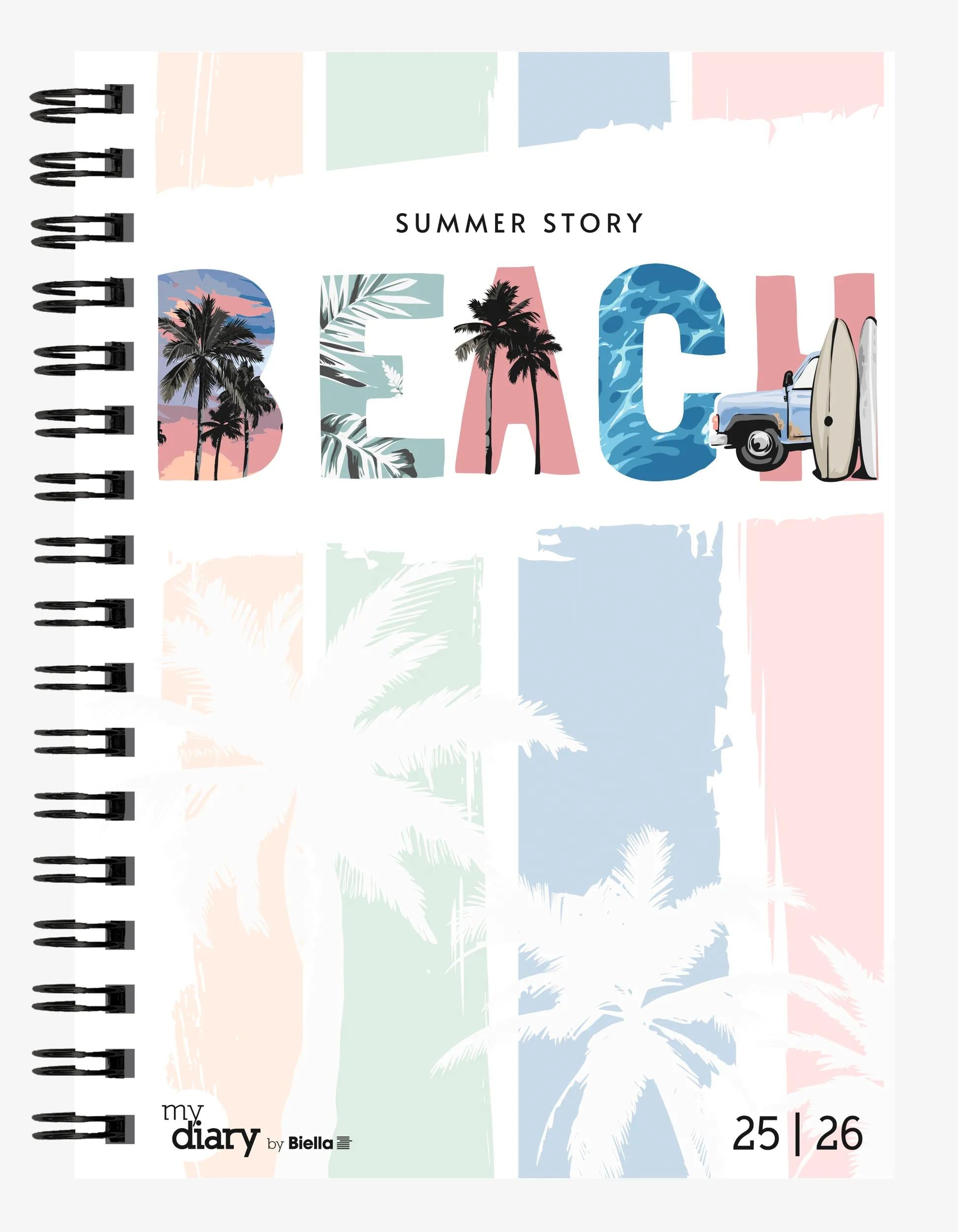 Biella mydiary Schüleragenda – 1 Woche/2 Seiten, Spiralbindung, A5, Aug–Jul, Summer, FSC