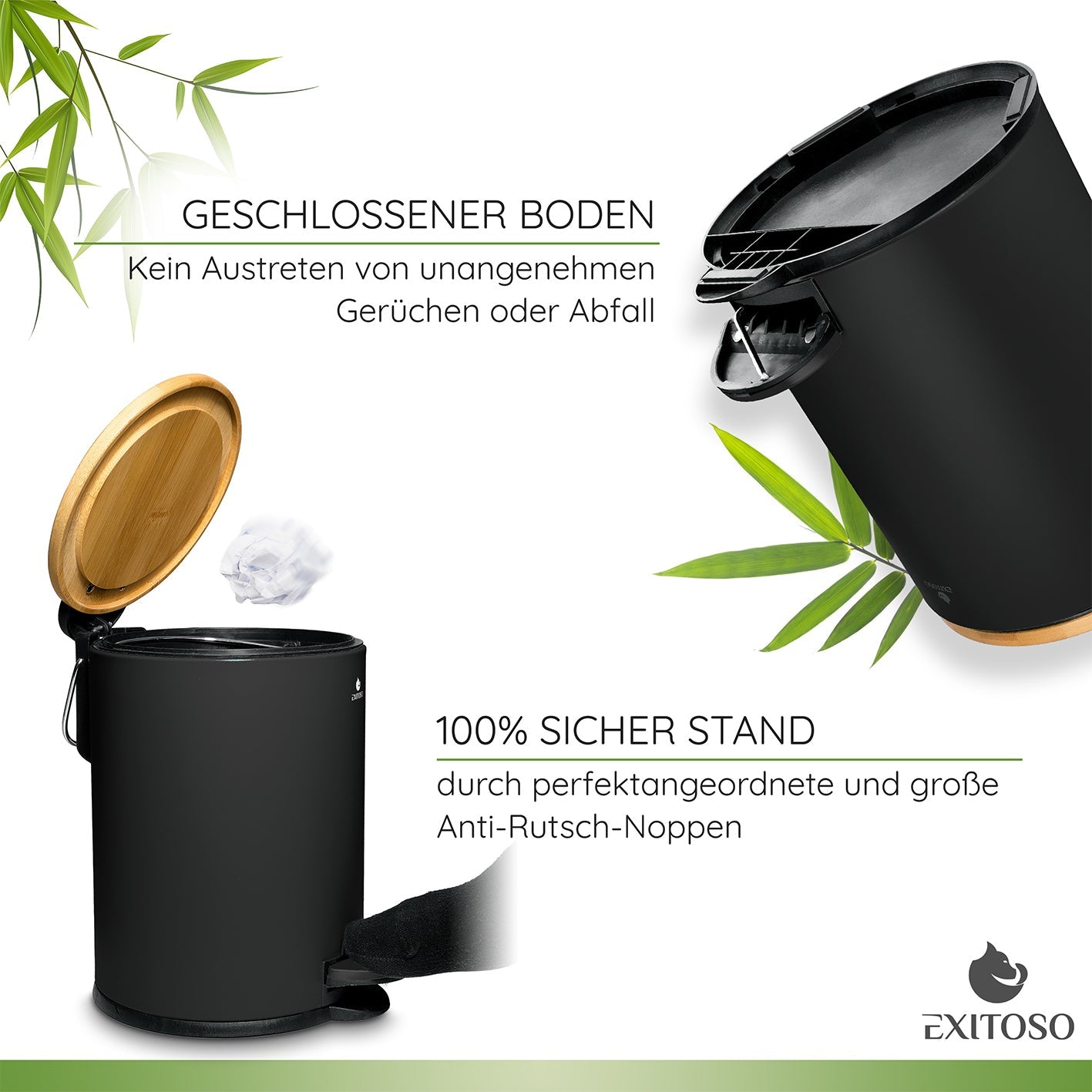 Exitoso Abfalleimer – 3 l, 15794, Schwarz