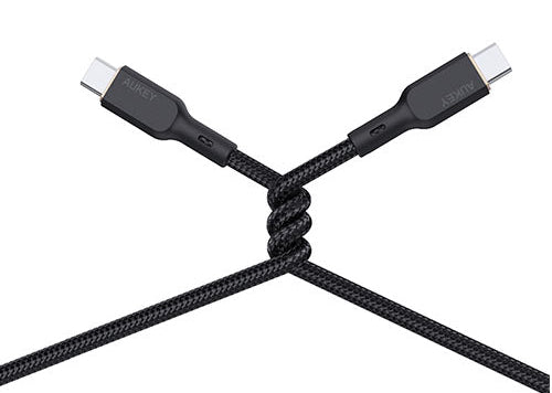 AUKEY USB-C auf USB-C Kabel – USB 2.0 (480 Mbit/s) – 1,8 m – PD 100 W – Geflochtenes Nylon – Schwarz