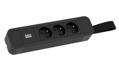 Bachmann PRIMO 2 Steckdosenleiste, 3×UTE, ohne Schalter, 2 m – schwarz