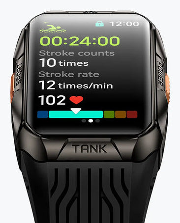 Kospet Tank X2 Ultra 34 mm GPS – Edelstahl Schwarz, Sportarmband, 50 m, für Android, iOS