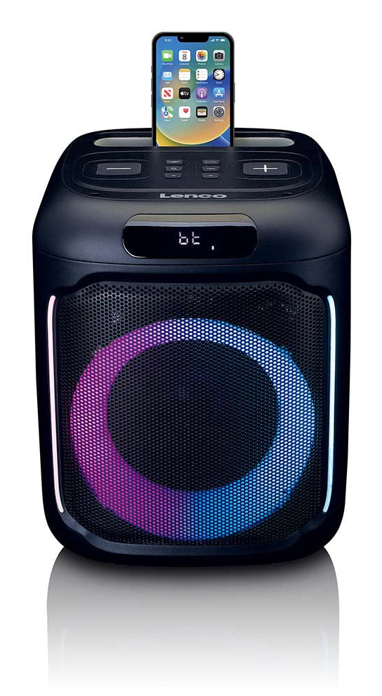 Lenco PA-101BK – Party-Lautsprecher – 100 W, LED, IPX4, 14 h Akku – Schwarz