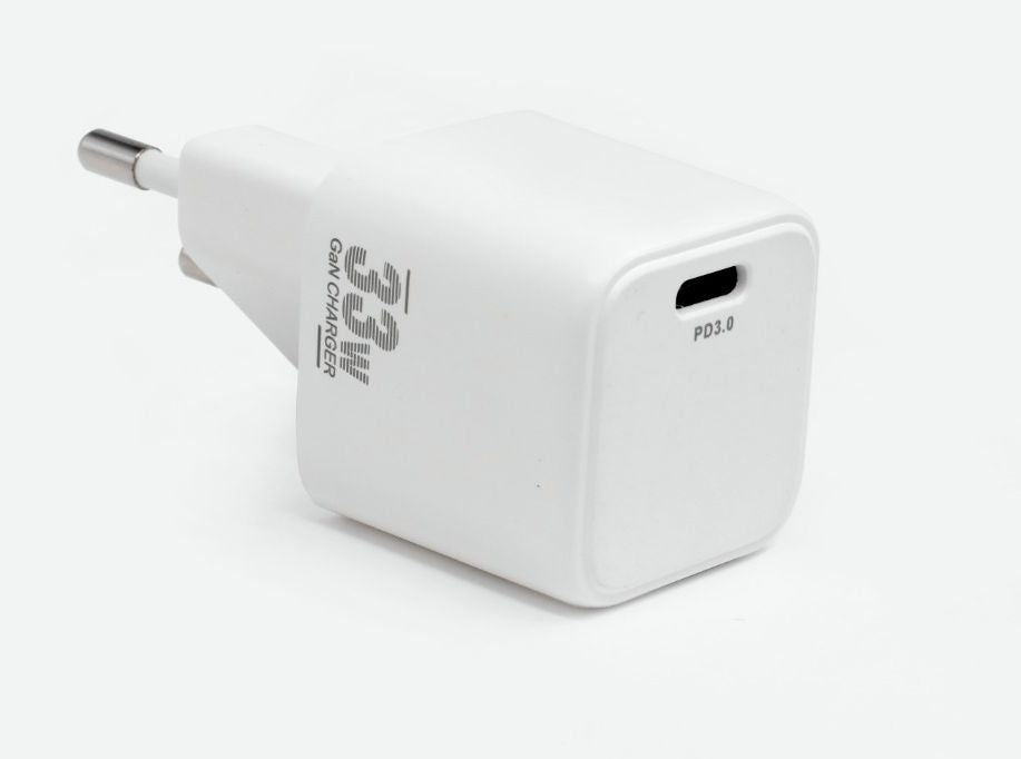 CoreParts Nano Einzelport USB-Wandladegerät 33 W – USB-C×1, PD, GaN – EU-Stecker (Typ C) – Schwarz