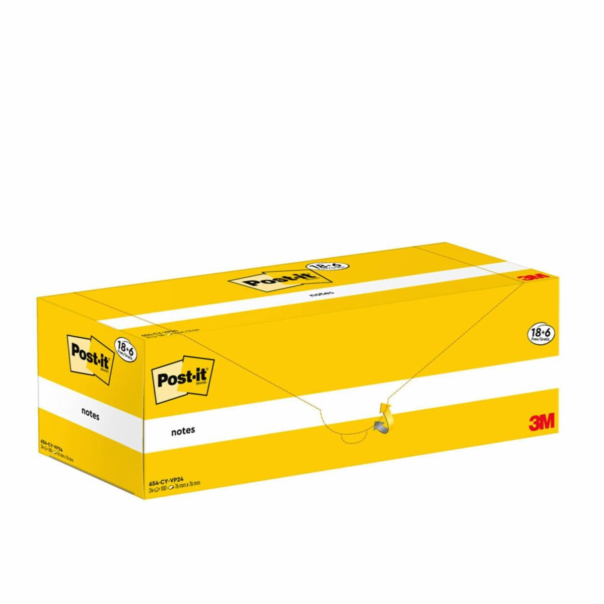 Post-it Haftnotizen – 76 × 76 mm – Gelb, 100 Blatt/Block, 24er-Pack, PEFC