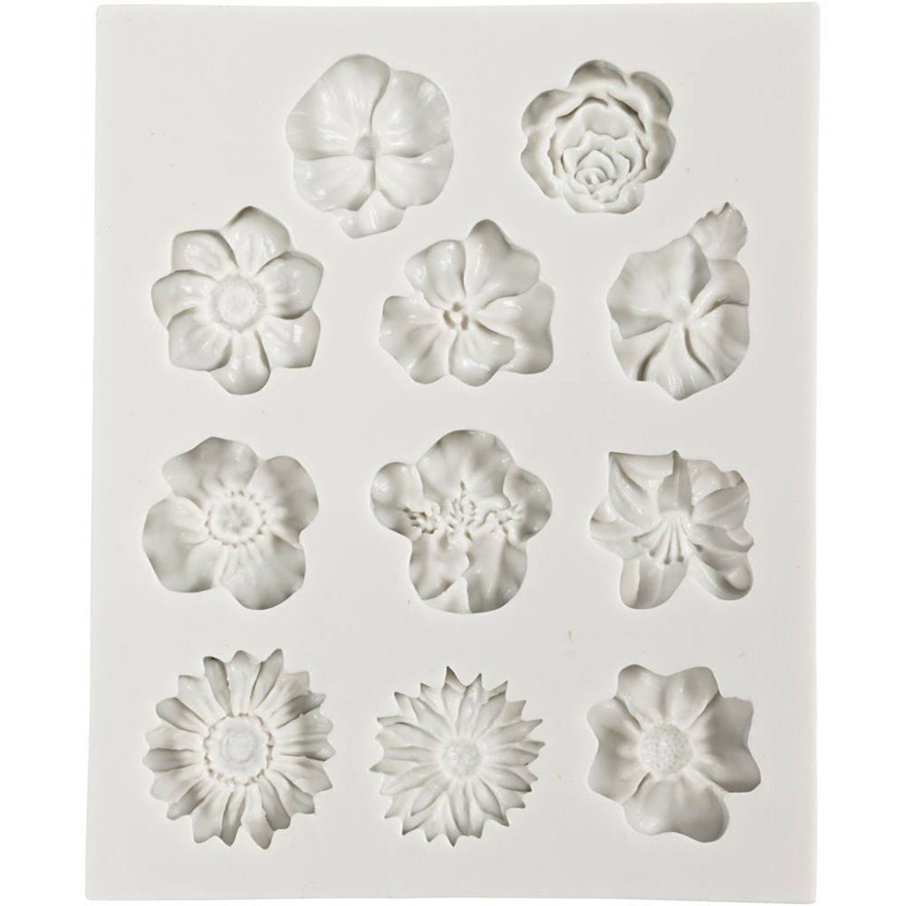 Creativ Company Giessform – Blumen – Silikon – Formhöhe 5 mm – 11 Formen – für Seife, Kerzen & Schmuck
