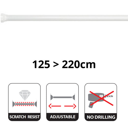 Spirella Badetuchstange Kreta – 125–220 cm, Aluminium, ohne Bohren, Weiss