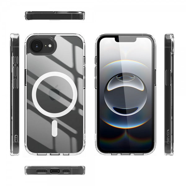 nevox StyleShell SHOCKFlex MS Backcover – für Apple iPhone 16e, MagSafe, TPU, Transparent