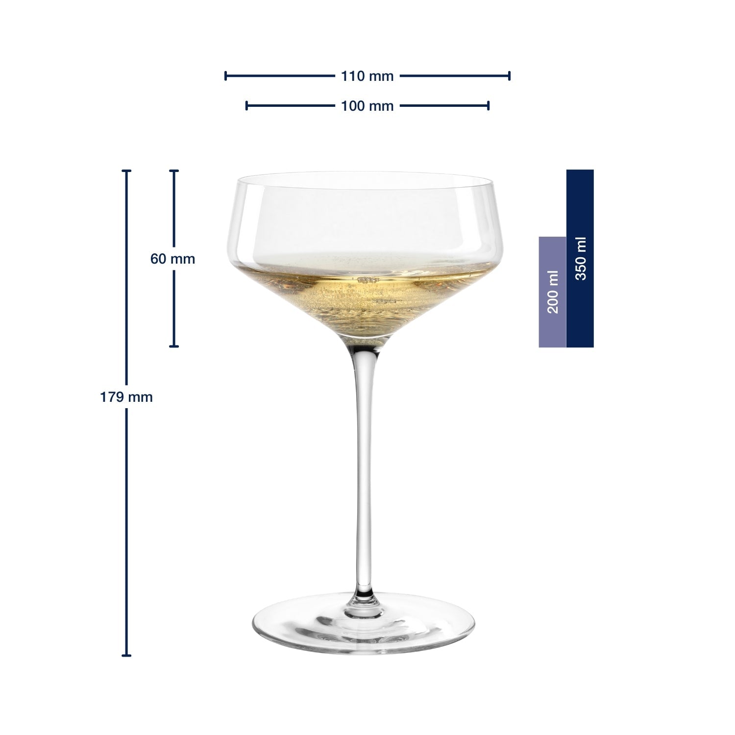 LEONARDO Puccini Champagnerschale – 0,35 l, Kristallglas, transparent, spülmaschinenbeständig, 6 Stück