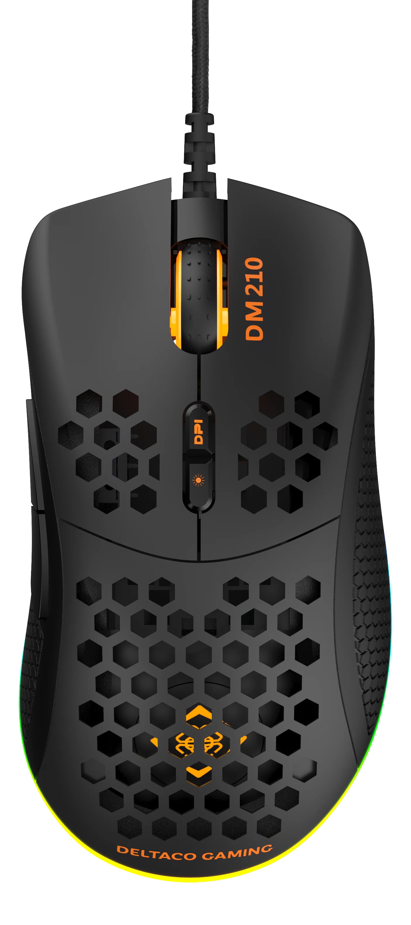 Deltaco Gaming DM210 RGB – Gaming-Maus – Kabelgebunden (USB-A), 6400 DPI, Rechtshänder, Schwarz