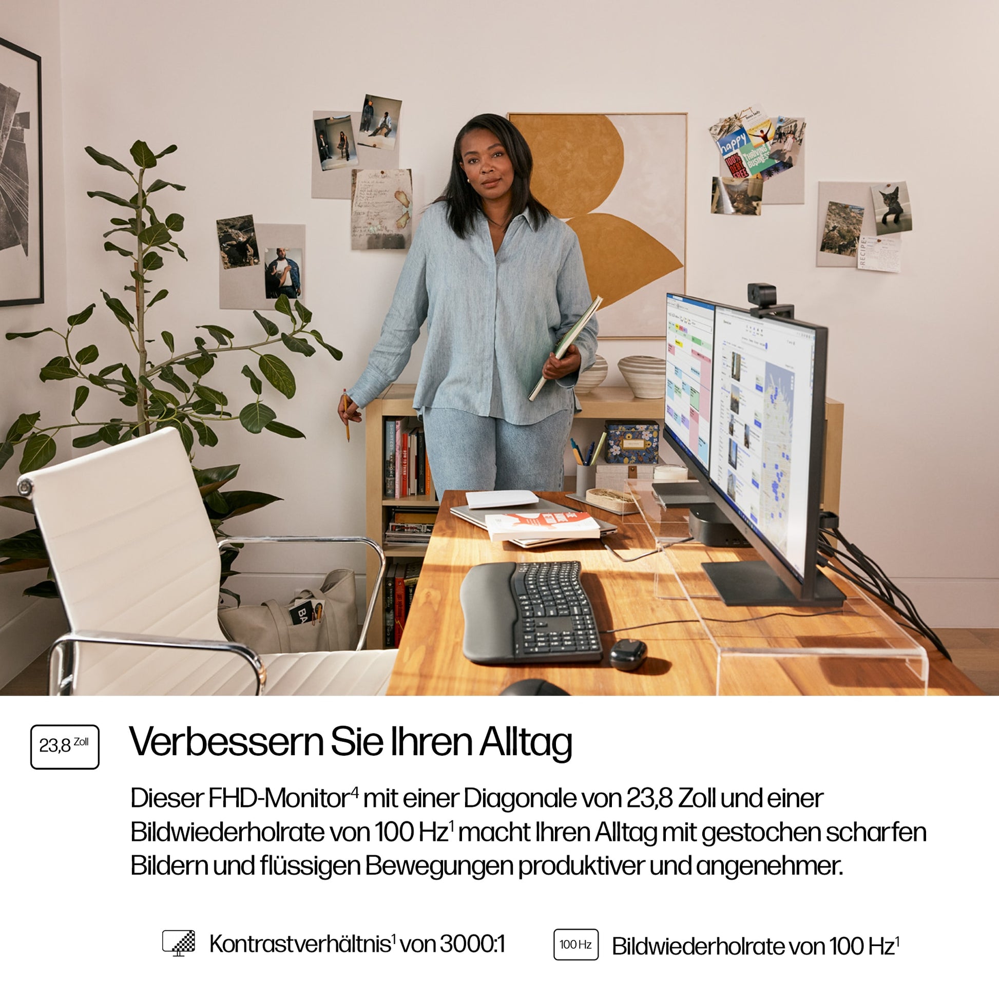 HP Monitor, 23,8" 1920 × 1080 (Full HD)