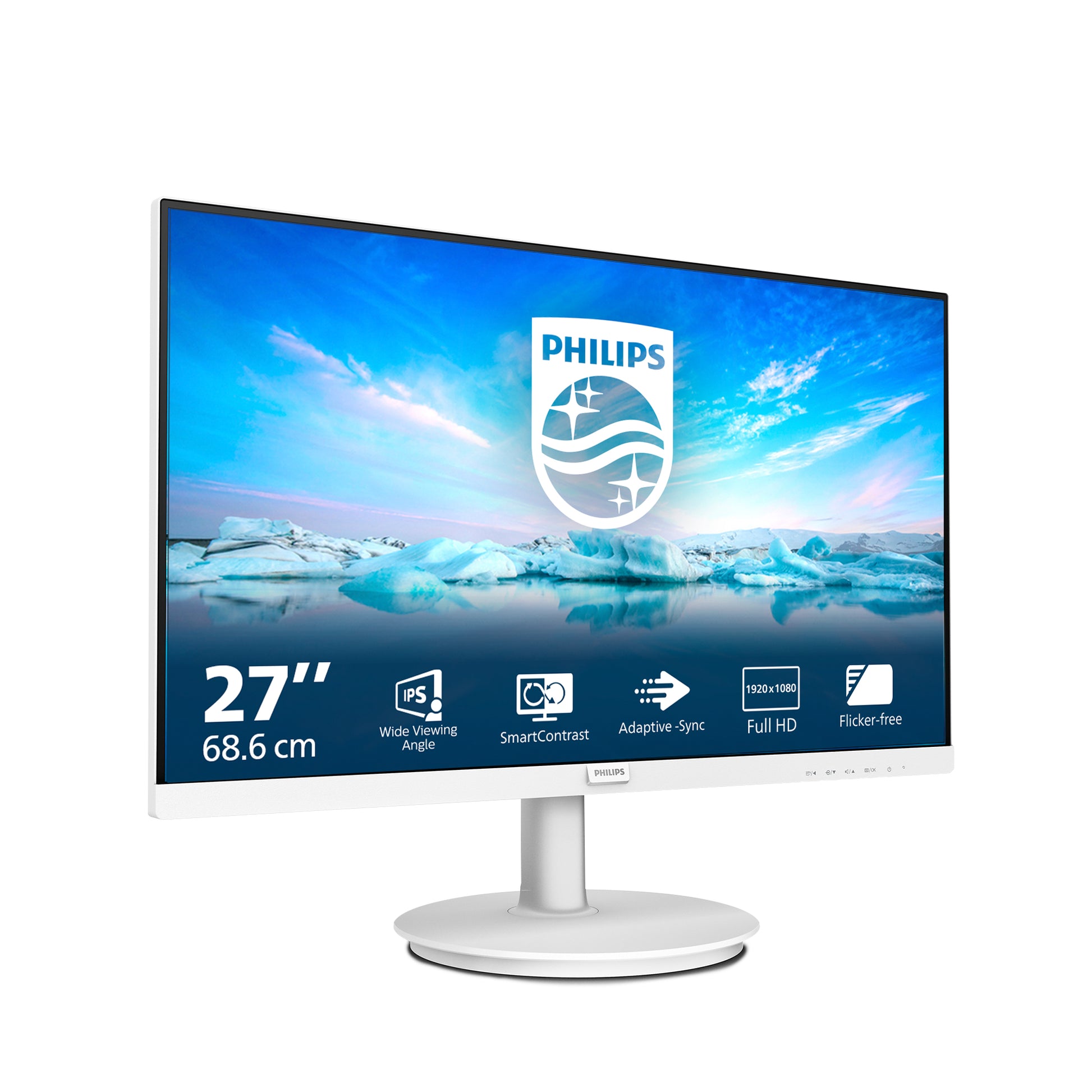 Philips 271V8AW/00 – Monitor, 27", 250 cd/m², Adaptive Sync, Integrierte Lautsprecher, VESA 100 × 100, Weiss