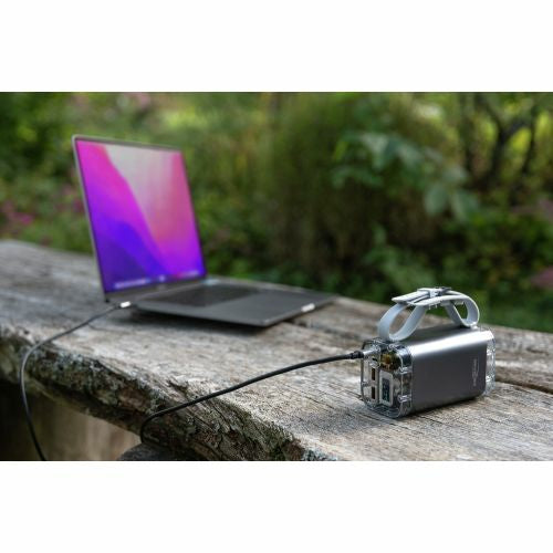 Ansmann Powerbank 40000 mAh, PD 100 W, 2× USB-C, 2× USB-A, LED Lampe, IP67, TFT-LCD, Silber